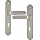 Πόμολο Πόρτας (Μονό ή Ζεύγος) Longevita Xειρολαβή με Πλάκα 4080-S05 σε Pearl Nickel Finish