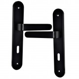 Πόμολο Πόρτας (Μονό ή Ζεύγος) Longevita Xειρολαβή με Πλάκα 4080-S19 σε Matt Black Finish