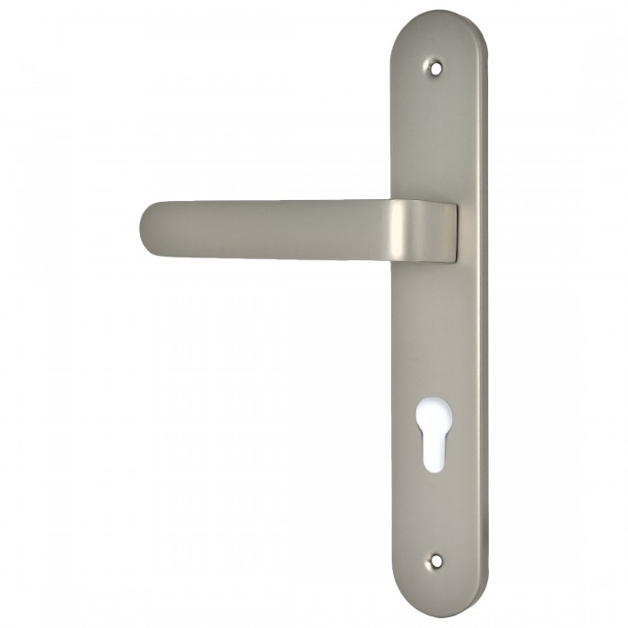 Πόμολο Πόρτας (Μονό ή Ζεύγος) Longevita Xειρολαβή με Πλάκα 4080-S05 σε Pearl Nickel Finish