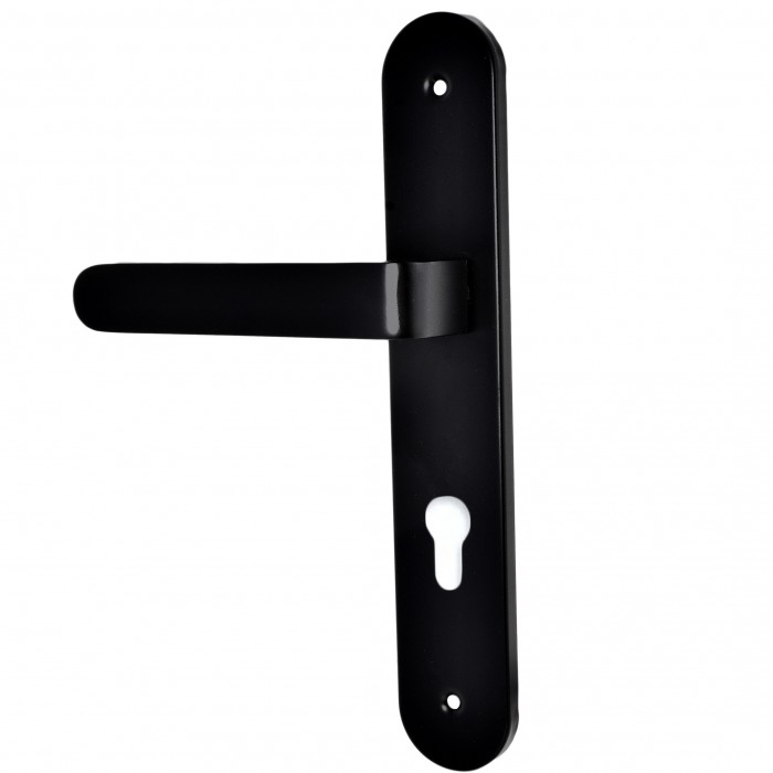 Πόμολο Πόρτας (Μονό ή Ζεύγος) Longevita Xειρολαβή με Πλάκα 4080-S19 σε Matt Black Finish