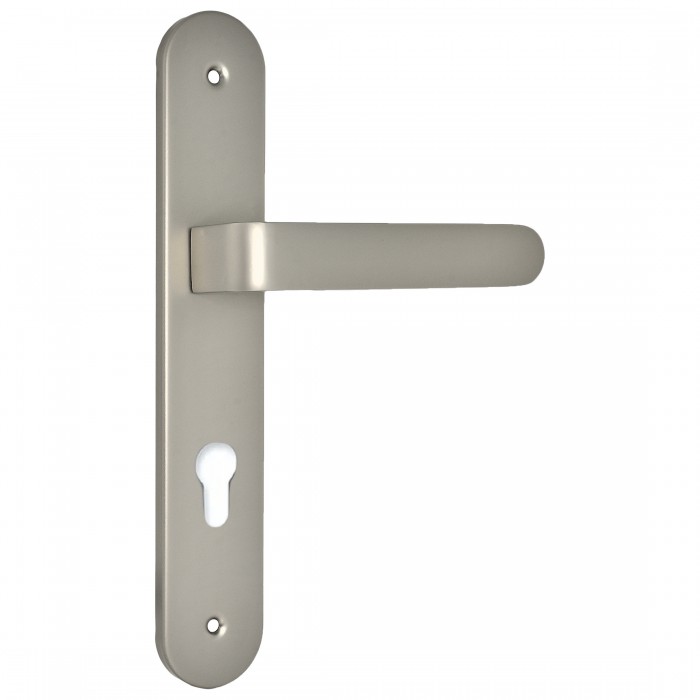 Πόμολο Πόρτας (Μονό ή Ζεύγος) Longevita Xειρολαβή με Πλάκα 4080-S05 σε Pearl Nickel Finish