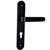 Πόμολο Πόρτας (Μονό ή Ζεύγος) Longevita Xειρολαβή με Πλάκα 4080-S19 σε Matt Black Finish