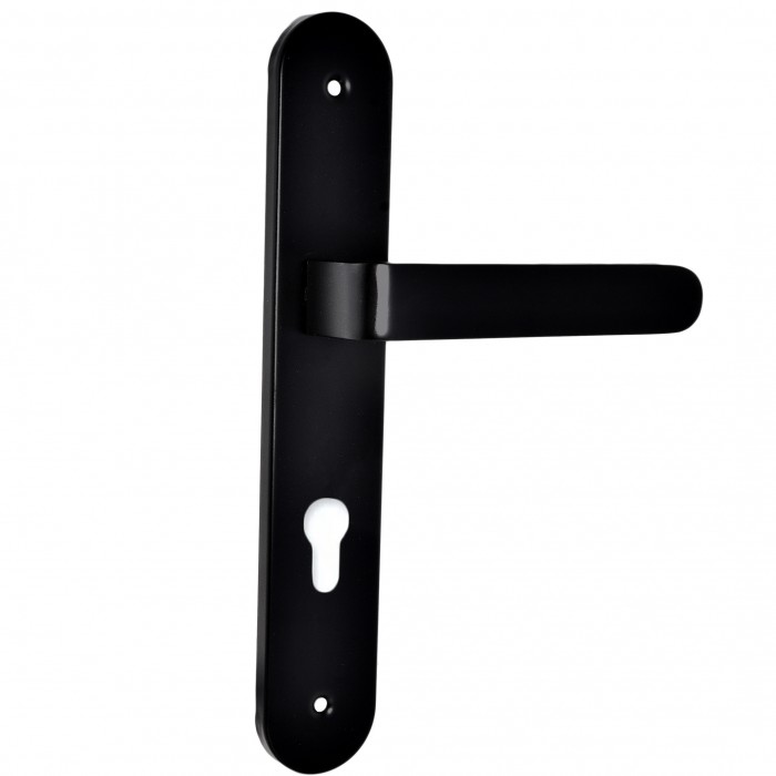 Πόμολο Πόρτας (Μονό ή Ζεύγος) Longevita Xειρολαβή με Πλάκα 4080-S19 σε Matt Black Finish