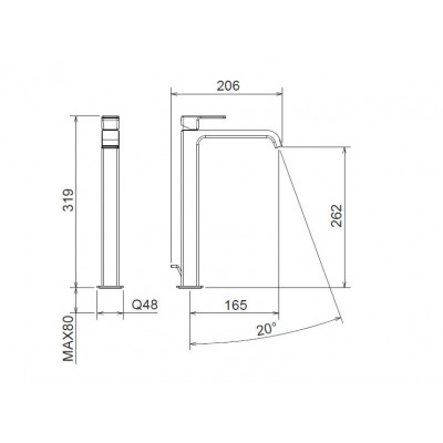 Αναμεικτική Μπαταρία Νιπτήρα Ψηλή Ασημί La Torre Profili Plus 46501-100