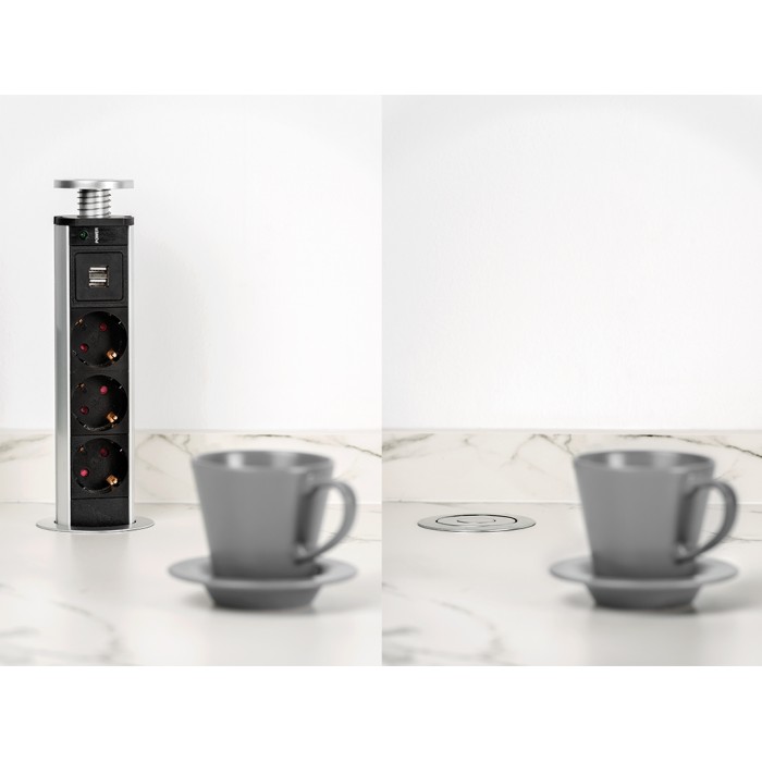 Αναδυόμενο Πολύμπριζο με θύρα USB Emuca 5009925