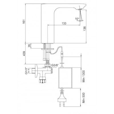 Μπαταρία νιπτήρος με φωτοκύτταρο (Ρεύματος) Serel Eca Chrome 108108043-100