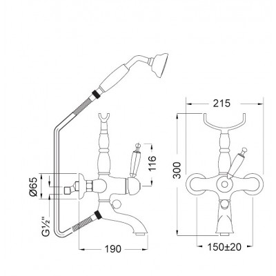 Μπαταρία λουτρού Bugnatese Oxford 6300-100 Χρώμιο