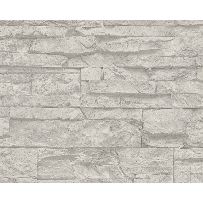 Ταπετσαρία Τοίχου ELEMENTS   «A.S. Création»  «Best of Wood&Stone 2» 707116 «Stone, Grey, White» (10,05 x 0,53m)