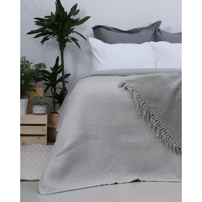 Κουβέρτα μονόχρωμη Jenny Super Υπέρδιπλη 270cm Χ 230cm Γκρι