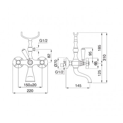 Μπαταρία λουτρού Bugnatese Princeton 800-100 Chrome