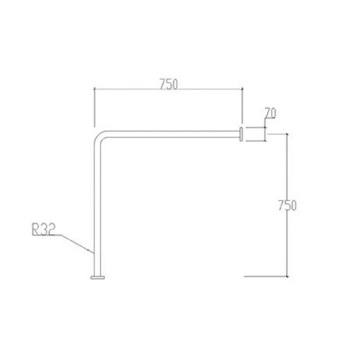 Μπάρα στήριξης AMΕΑ γωνιακή inox 75cm x 75cm ΧΡΩΜΙΟ 82004 Tema