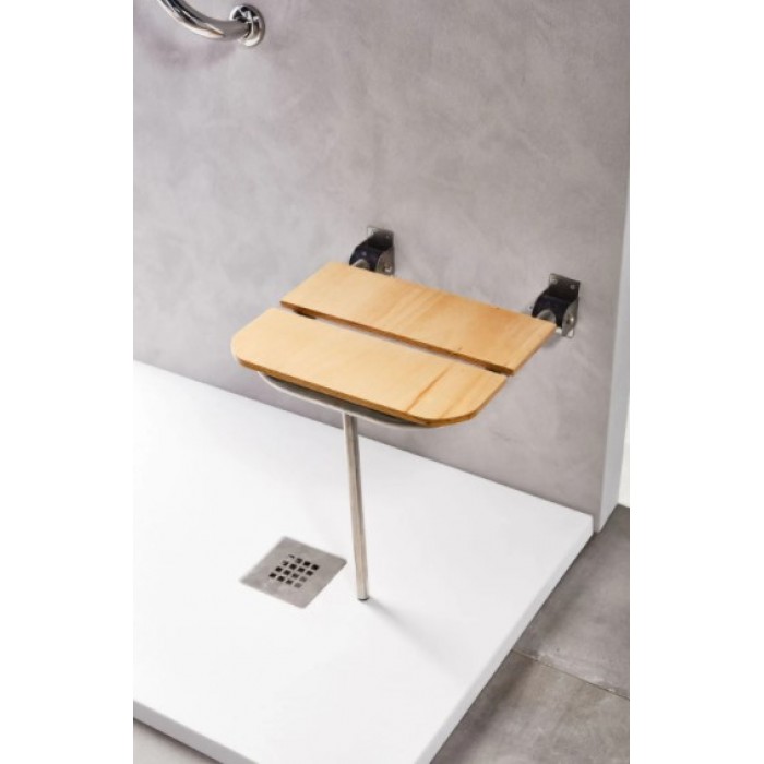 Ξύλινο κάθισμα ντους με ξύλο Iroko και ανακλινόμενη βάσηTema 82009