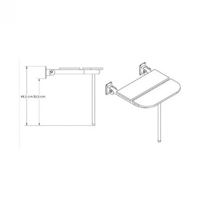 Ξύλινο κάθισμα ντους με ξύλο Iroko και ανακλινόμενη βάσηTema 82009