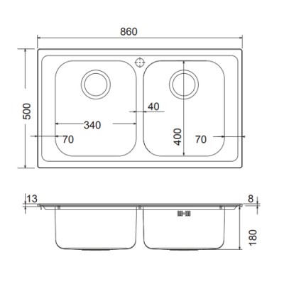 Ανοξείδωτος νεροχύτης Apell Venezia 8330-112 (86x50) Σαγρέ