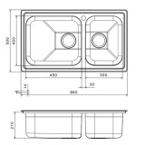 Ανοξείδωτος νεροχύτης Apell Lenear 8520-112 (86x50) Σαγρέ