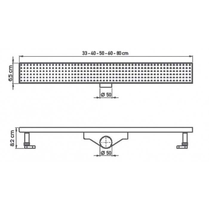 Κανάλι ντουζιέρας 60cm με ρυθμιζόμενο ύψος και σχάρα SS 304 INOX Tema 93766 Rain