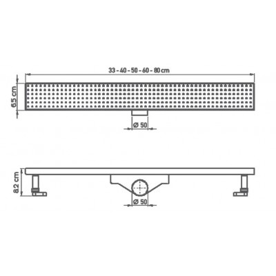 Κανάλι ντουζιέρας 40cm με ρυθμιζόμενο ύψος και σχάρα SS 304 INOX Tema 93764 Kare