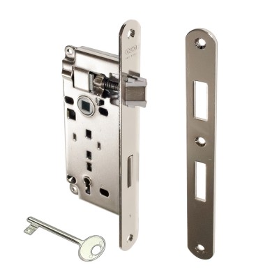 Κλειδαριά Μεσόπορτας Οβάλ με κέντρο 40-75mm Νίκελ AGB ATENE