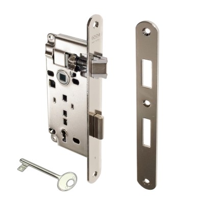 Κλειδαριά Μεσόπορτας Οβάλ με κέντρο 40-75mm Νίκελ AGB ATENE