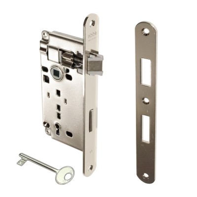 Κλειδαριά Μεσόπορτας Οβάλ με κέντρο 45-75mm Νίκελ AGB ATENE