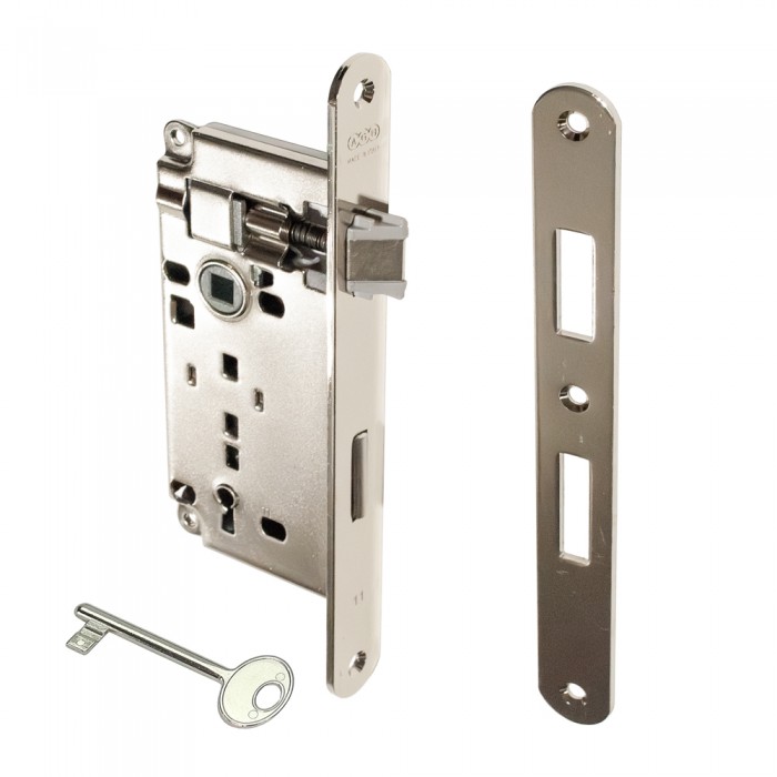 Κλειδαριά Μεσόπορτας Οβάλ με κέντρο 45-75mm Νίκελ AGB ATENE