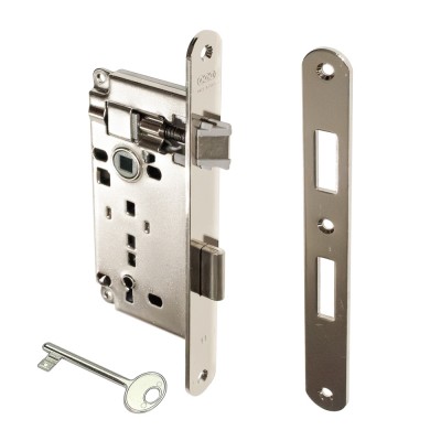 Κλειδαριά Μεσόπορτας Οβάλ με κέντρο 45-75mm Νίκελ AGB ATENE