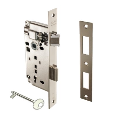 Κλειδαριά Μεσόπορτας Τετράγωνη με κέντρο 40-75mm Νίκελ AGB ATENE