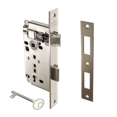 Κλειδαριά Μεσόπορτας Τετράγωνη με κέντρο 45-75mm Νίκελ AGB ATENE