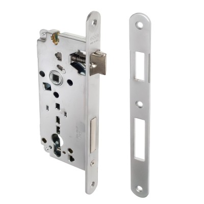 Κλειδαριά Εξώπορτας Κυλίνδρου Οβάλ με κέντρο 45-85mm Χρώμιο Ματ AGB F22 Sicurezza