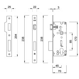 Κλειδαριά Εξώπορτας Κυλίνδρου Τετράγωνη με κέντρο 45-85mm Χρυσή AGB F22 Sicurezza