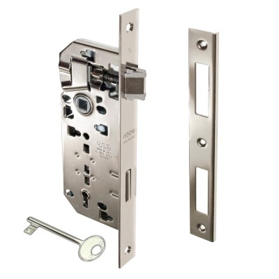 Κλειδαριά Μεσόπορτας Τετράγωνη με κέντρο 40-90mm Νίκελ AGB Patent Grande