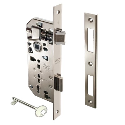 Κλειδαριά Μεσόπορτας Τετράγωνη με κέντρο 40-90mm Νίκελ AGB Patent Grande