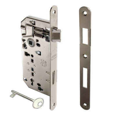 Κλειδαριά Μεσόπορτας Οβάλ με κέντρο 50-90mm Νίκελ AGB Patent Grande