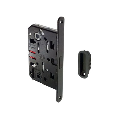 Κλειδαριά Εσωτερικών Πορτών Μαγνητική WC Οβάλ με Καρέ Ένδειξης με κέντρο 50-96mm Μαύρη AGB Polaris 2XT