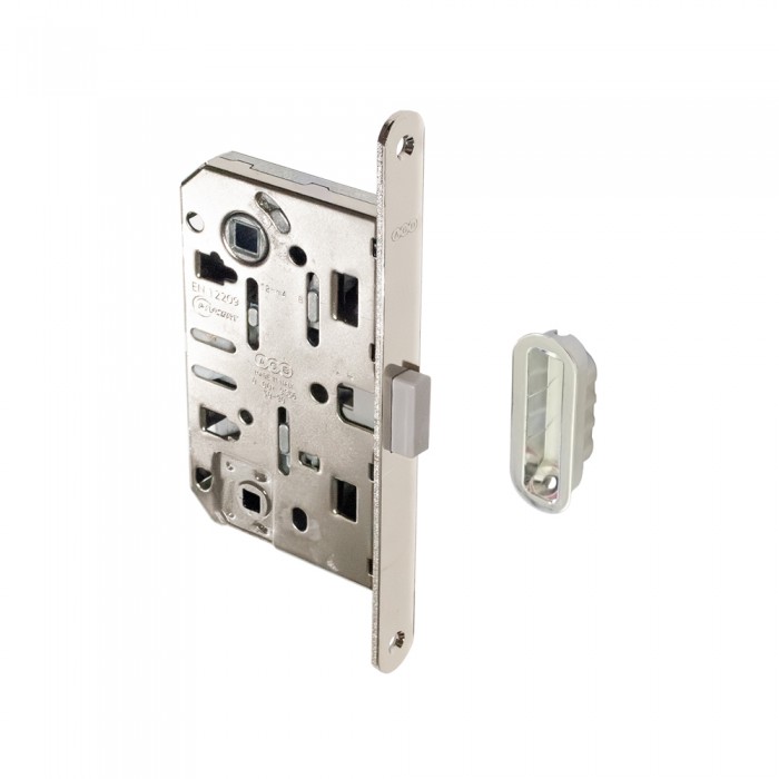 Κλειδαριά Εσωτερικών Πορτών Μαγνητική WC Οβάλ με Καρέ Ένδειξης με κέντρο 50-96mm Νίκελ AGB Polaris 2XT