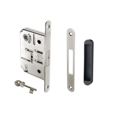 Κλειδαριά Συρόμενης Πόρτας Διπλού Γάντζου με κέντρο 50-70mm Νίκελ AGB Scivola TT