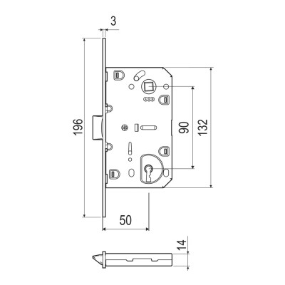Κλειδαριά μεσόπορτας Οβάλ με κέντρο 50-90mm Χρυσή AGB Mediana Evolution 