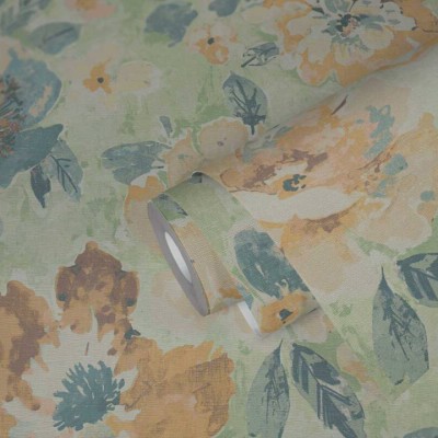Tαπετσαρία Τοίχου A.S. Creation «Aquarell Dreams» 0.53x10.05m «Floral, Blue, Green, Yellow» 396073