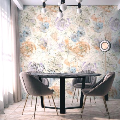 Tαπετσαρία Τοίχου A.S. Creation «Aquarell Dreams» 0.53x8.80m «Floral, Orange, Purple, White» 396942