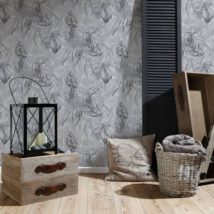 Ταπετσαρία Τοίχου 0.53x10.05m A.S. Création Attractive 2 «Jungle, Black, Grey, White» 368203