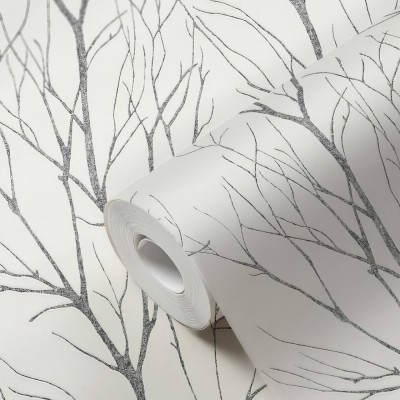 Ταπετσαρία Τοίχου 0.53x10.05m A.S. Création Attractive 2 «Floral, Black, Grey, Silver, White» 372604