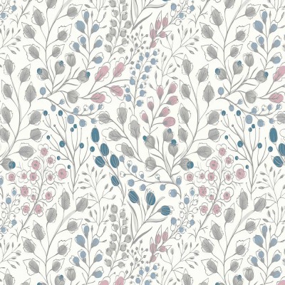 Ταπετσαρία Τοίχου 0.53x10.05m A.S. Création Attractive 2 «Floral, Blue, Grey, Pink, Taupe» 388472
