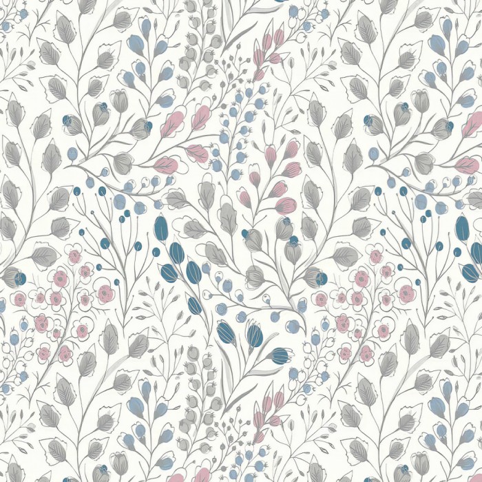 Ταπετσαρία Τοίχου 0.53x10.05m A.S. Création Attractive 2 «Floral, Blue, Grey, Pink, Taupe» 388472