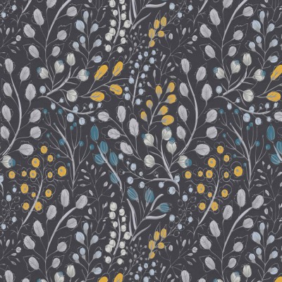 Ταπετσαρία Τοίχου 0.53x10.05m A.S. Création Attractive 2 «Floral, Black, Blue, Grey, Yellow» 388474
