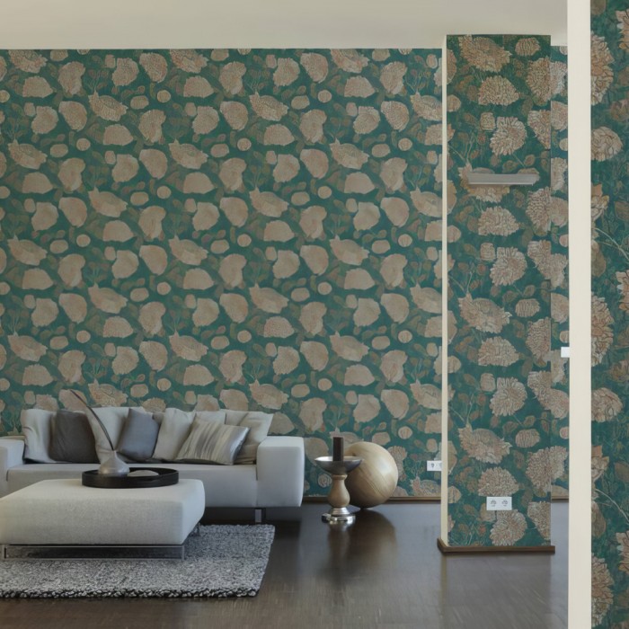 Ταπετσαρία Τοίχου 0.53x10.05m A.S. Création Attractive 2 «Floral, Brown, Copper, Green, Metallic» 390254