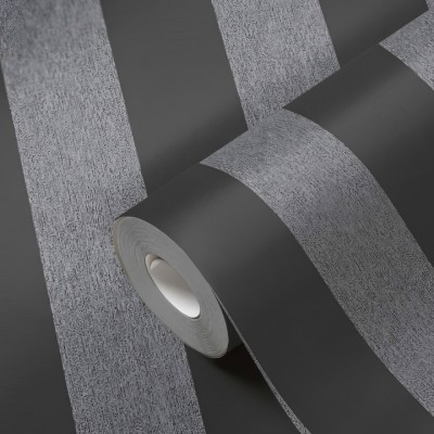 Ταπετσαρία Τοίχου 0.53x10.05m A.S. Création Attractive 2 «Stripes, Black, Grey» 390294