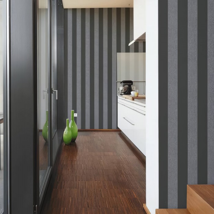 Ταπετσαρία Τοίχου 0.53x10.05m A.S. Création Attractive 2 «Stripes, Black, Grey» 390294