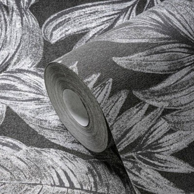 Ταπετσαρία Τοίχου 0.53x10.05m A.S. Création Casual Living «Floral, Black, Grey, Metallic, Silver» 393404