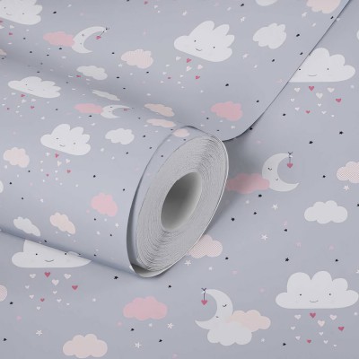 Ταπετσαρία Τοίχου 0.53x10.05m A.S. Création Little Love «Child motif, Colourful, Grey, Pink» 381251