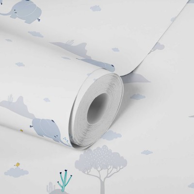 Ταπετσαρία Τοίχου 0.53x10.05m A.S. Création Little Love «Child motif, Blue, Grey, White» 381281